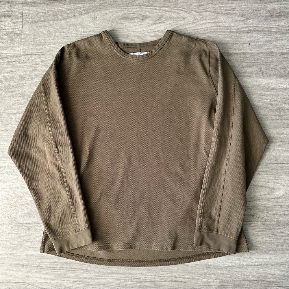 Outerknown Shirt Mens XL Brown Long Sleeve Waffle Knit Stretch Thermal Pullover